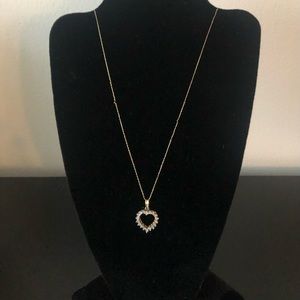 Diamond Heart Necklace, 14K Gold, 21 inch chain